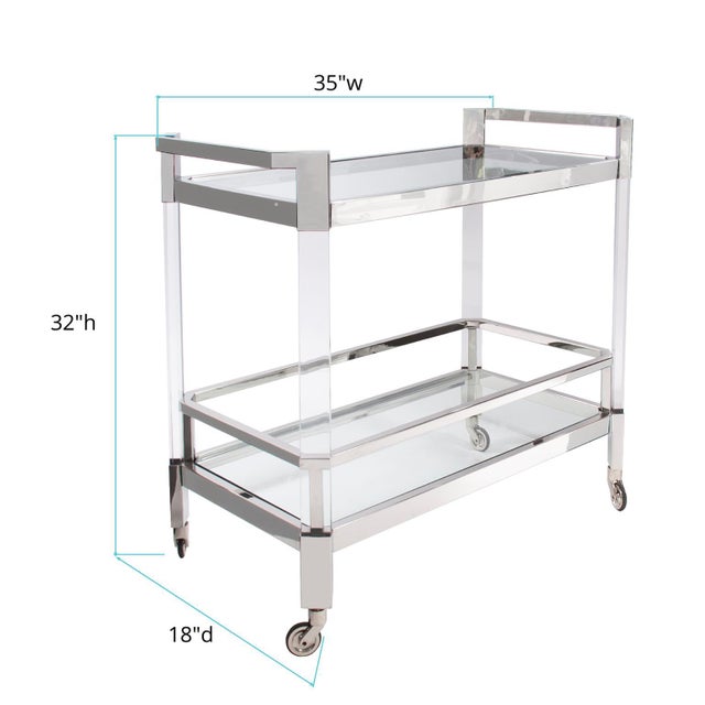 Stainless Steel and Acrylic Bar Cart For Sale In Chicago - Image 6 of 6