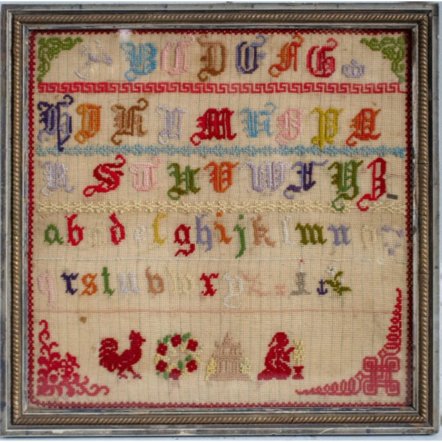 Early 20th Century Framed Sampler With Asian Theme and Motifs For Sale - Image 12 of 12