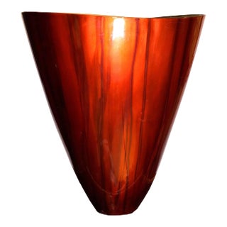 Contemporary Red Enameled Bronze Vase For Sale