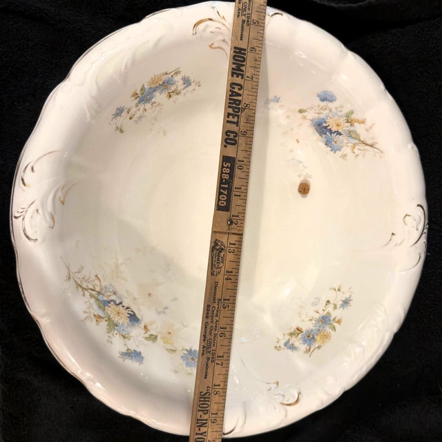 Late 19th Century Antique Johnson Bros England "Royal Semi-Porcelain" Wash Basin With Functional Drain Hole & Stand For Sale - Image 5 of 12