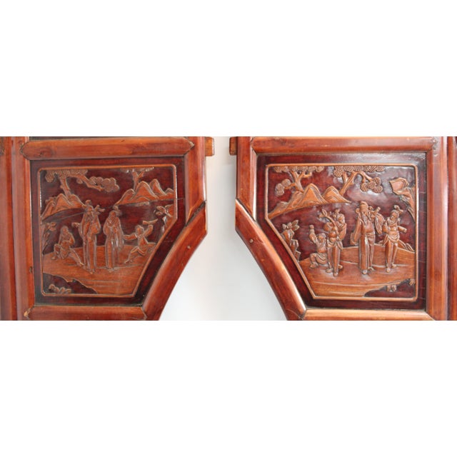 Figurative Carved Scenic Wall Art / Panel Set Wisdom Harmony and Prosperity For Sale - Image 3 of 18