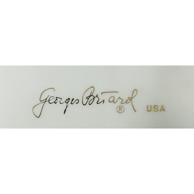 Signed Georges Briard Mid-Century White Vinyl & Lucite Ice Bucket With 22k Gold Hallmark For Sale - Image 13 of 13