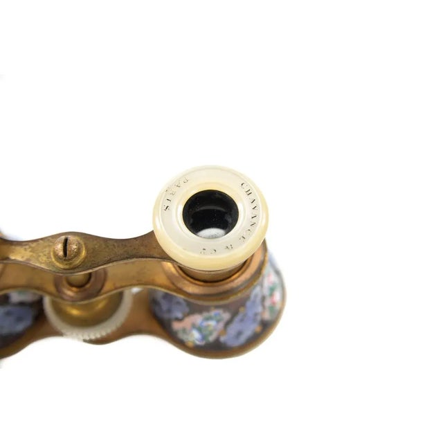 Antique 19th C French Enamel & Brass Opera Glasses For Sale - Image 5 of 9