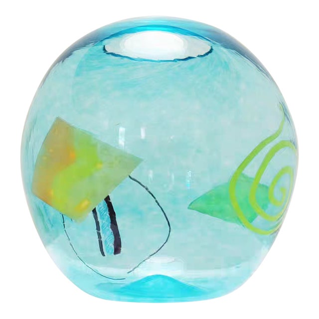 Pizzichillo + Gordon Signed Art Glass Vase 7" Sphere For Sale