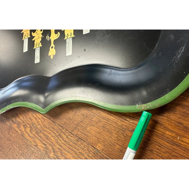 Black Vintage Georges Briard Hand Painted Tole Tray of Candelabra at 5 O'Clock For Sale - Image 8 of 9