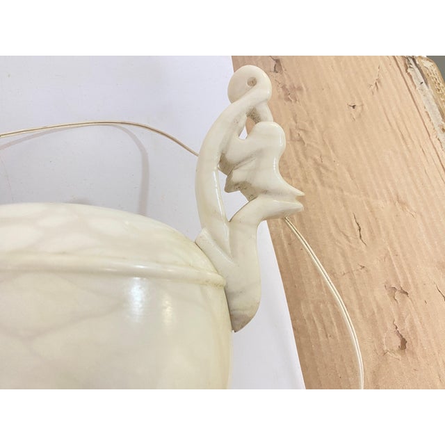 Stone Art Deco Alabaster Urn Uplighter Table Lamp, France, 1960s For Sale - Image 7 of 18