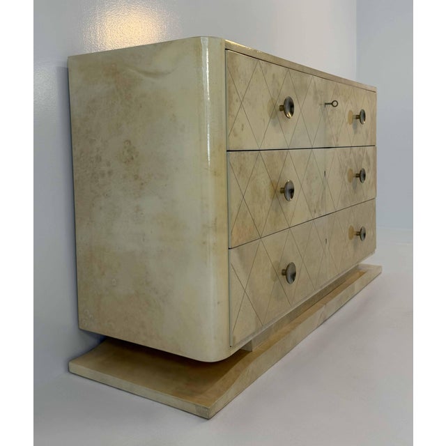 1940s Belgian Art Deco Engraved Parchment Chest of Drawers, Late 1940s For Sale - Image 5 of 16