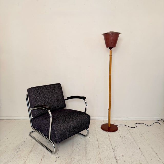 Brown Mid-Century Modern Italian Floor Lamp in Bamboo and Metal, 1950s For Sale - Image 8 of 9