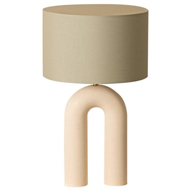 Ecru Ceramic Arko Table Lamp with Grey Olive Lampshade by Simone & Marcel For Sale - Image 17 of 17