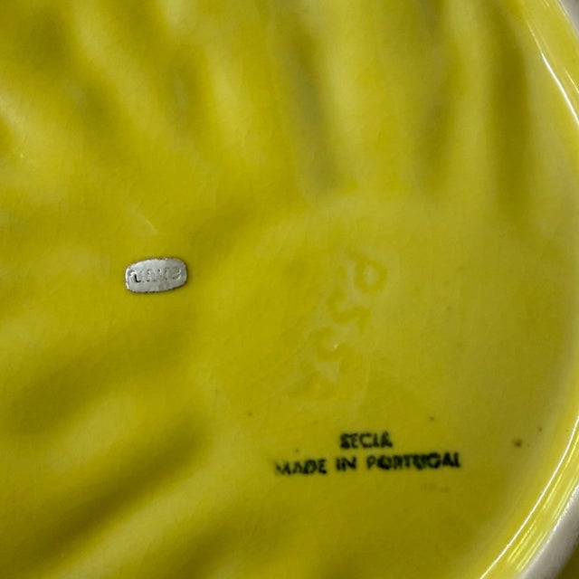 Mid 20th Century Mid Century Secla Portugal Yellow Cabbage Ware Chip and Dip For Sale - Image 5 of 5