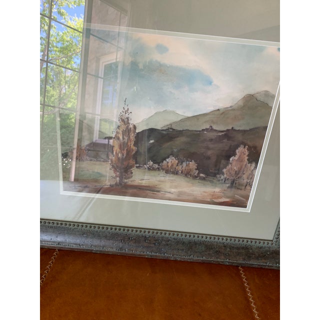 Paint Original Watercolor Painting of Mountains and Trees Signed by G. Ware For Sale - Image 7 of 7