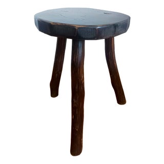Brutalist Wooden Tripod Stool, 1950s For Sale