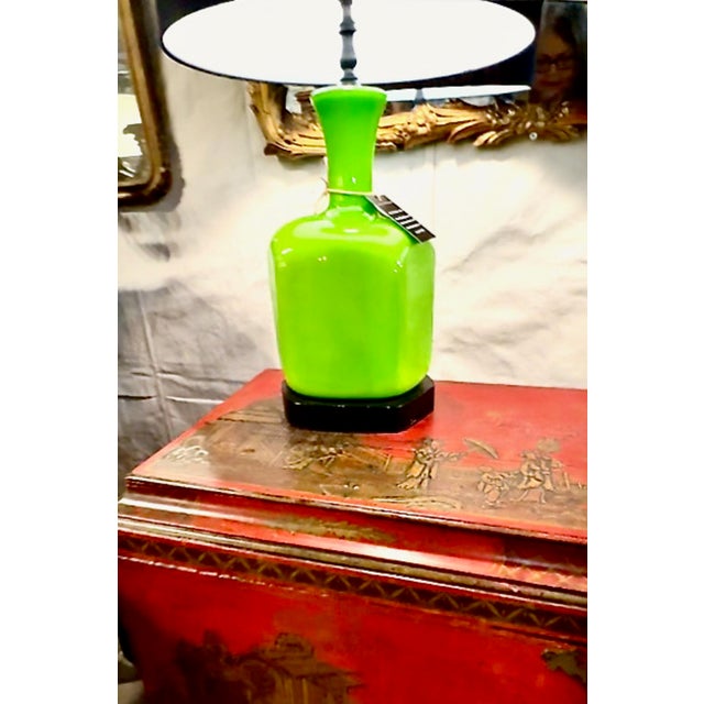 Mid-Century Modern Mid-Century Modern Green Opaline Lamps For Sale - Image 3 of 11