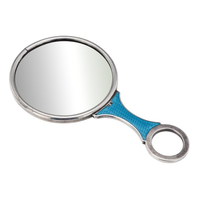 Antique English Silver and Guilloché Enamel Magnifying Glass, 1912 For Sale