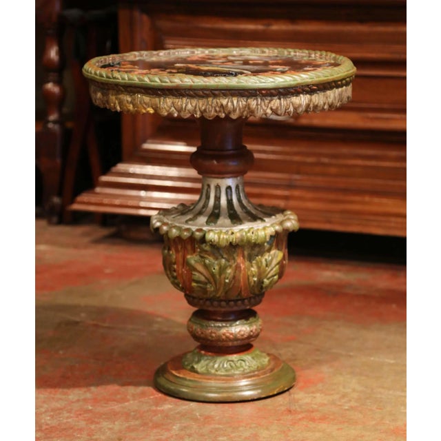 Black 19th Century Italian Baroque Carved Giltwood Side Table With Églomisé Glass Top For Sale - Image 8 of 8