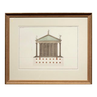 Giorgio Domenico Fossati Italian Architectural Lithograph (18th C. Design) – Framed Classical Temple Illustration For Sale