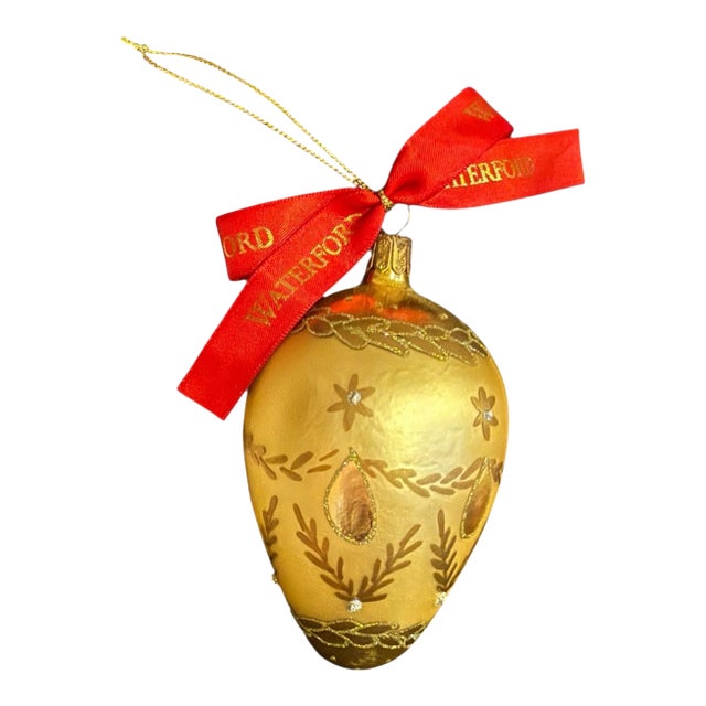 Waterford Holiday Heirlooms Charlemont Gold Egg Ornament 2001 For Sale