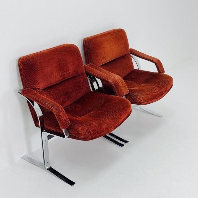 Brown Mid-Century Modern Italian Lounge Chair in Brown Velvet and Cast Chrome, 1980s For Sale - Image 8 of 11