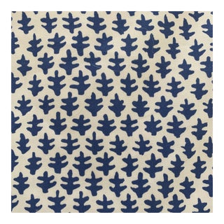 Sister Parish Blue Burmese Cotton Fabric 1 3/4 Yards For Sale