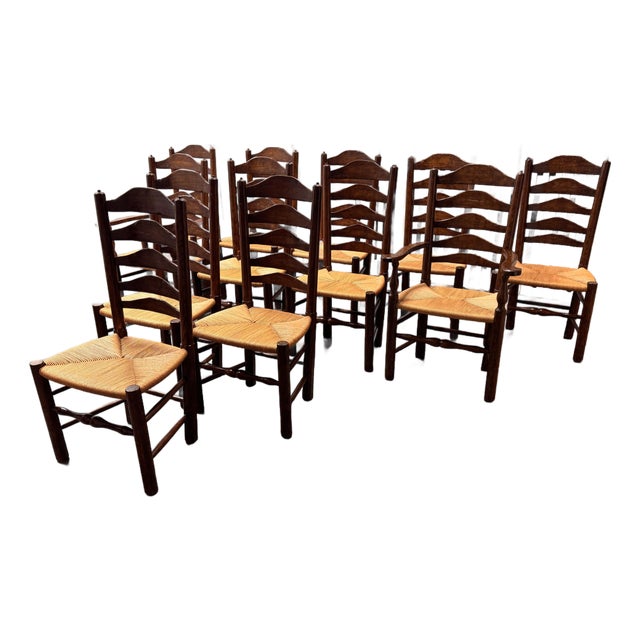 Collection Reproductions Ladder-Back Dining Chairs, Set of Twelve For Sale