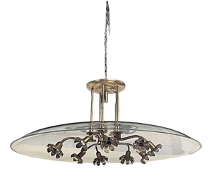 Glass and Brass Chandelier attributed to Pietro Chiesa for Fontana Arte, 1940s