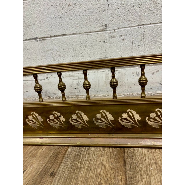Antique Victorian Traditional Brass Fireplace Fender For Sale - Image 4 of 10