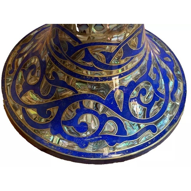 2010s Mother of Pearl Wooden Vase 24” – Handmade Decor For Sale - Image 5 of 8