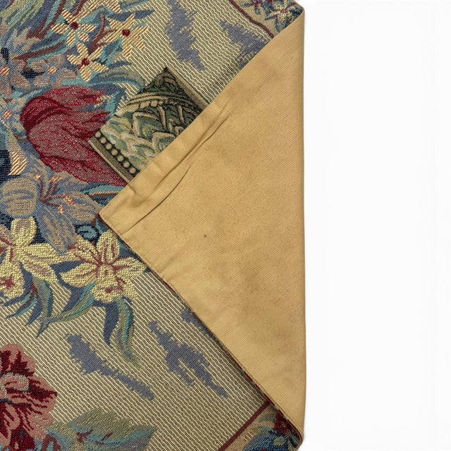 1960s Vintage Chinese Aubusson-Style Floral Tapestry, 1960s, Wool on Cotton, 2'2" X 3'5" For Sale - Image 5 of 5