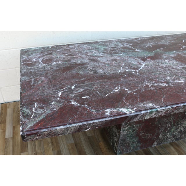 Stone 1970s Italian Postmodern Rosso Levanto Marble Dining Table | Monumental Modern Pedestal Table For Sale - Image 7 of 18