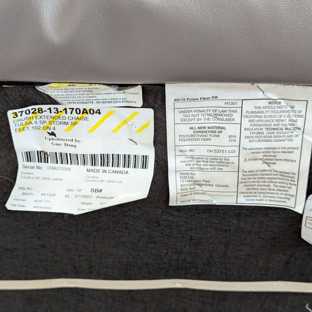 Eq3 Crush Modern Gray Leather Armless Double Sofa/Chaise For Sale - Image 9 of 10