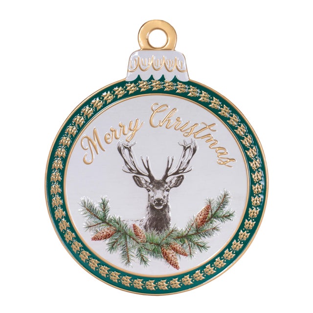 Bring woodland elegance to your holiday décor with this Merry Christmas deer ornament wall sign, a statement piece...