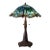 Late 20th Century Tiffany Style Stained Leaded Glass Table Lamp With Jewels For Sale