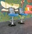 Blue Mid Century Space Age Chromcraft Bar W 2 Barstools For Sale - Image 8 of 16