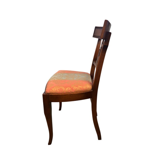 Cinnamon Pair of Late 19th Century Provincial French Lyre-Back Dining Chairs, Empire Revival For Sale - Image 8 of 11