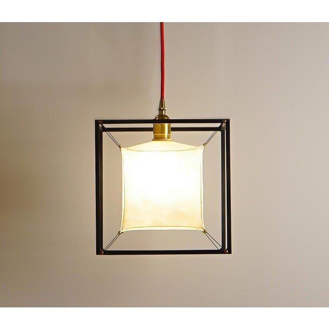 Metal Lightmass P1 Sheepskin Pendant Light, Cube Hanging Lamp For Sale - Image 7 of 9