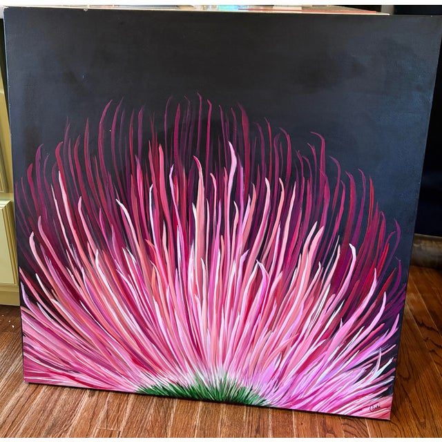 Abstract CathyV Large Scale Contemporary Abstract. Floral Burst. Designed to Command a Wall. 35” X 35” For Sale - Image 3 of 5
