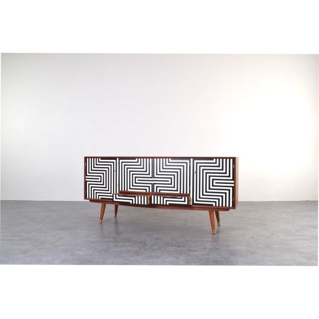 Mid-Century Modern Op-Art Hand-Painted Sideboard from Sven Andersen Møbelfabrik, 1960s For Sale - Image 6 of 18