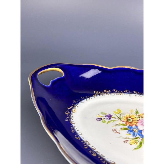 Vintage Cobalt Blue Tray from Limoges, France, 1950s For Sale - Image 4 of 10