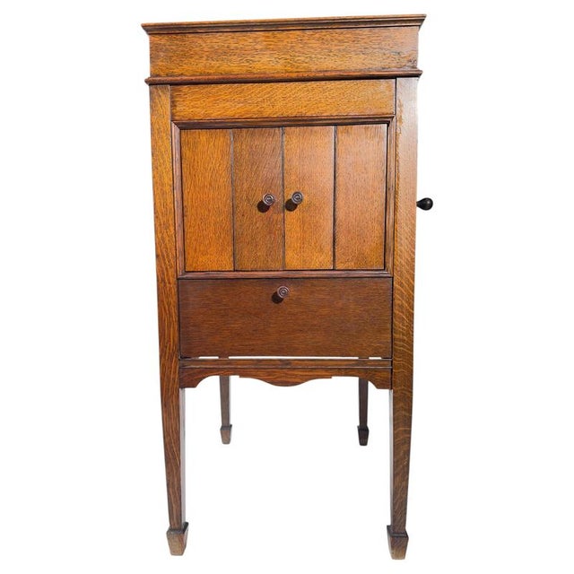 Wood Vintage Viva-Tonal Grafonola Wind-Up Gramophone in Oak Case from Columbia, 1920s For Sale - Image 7 of 16
