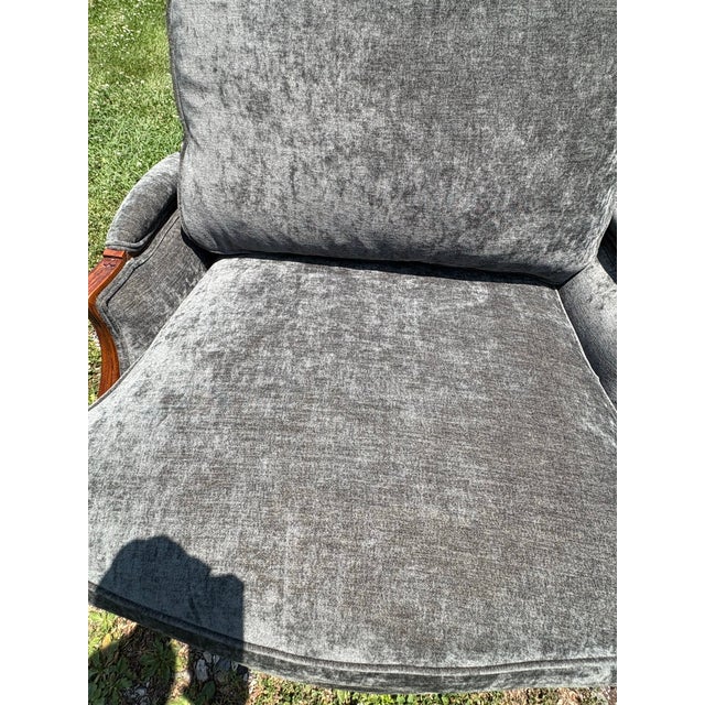 Mid 20th Century Classic French Carved Walnut Bergere Club Chairs For Sale - Image 9 of 11