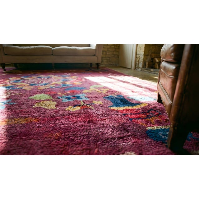 Lofty Purple Ground Color With Bits of Chinese Ornament Floral Design Antique Art Deco Rug For Sale - Image 11 of 12