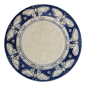 Dedham Pottery Moth Plate, Arts & Crafts Era, C. 1910