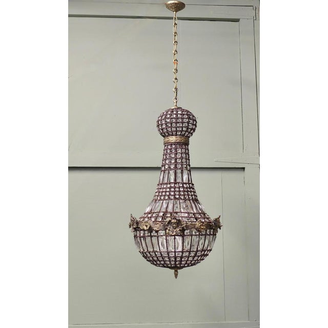 Traditional Large French Empire Style Balloon Chandelier, 1920s For Sale - Image 3 of 8