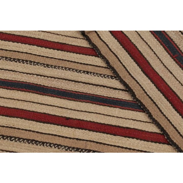 Beige Vintage Persian Kilim in Crimson Red and Beige-Brown Stripes - Rug & Kilim For Sale - Image 8 of 10