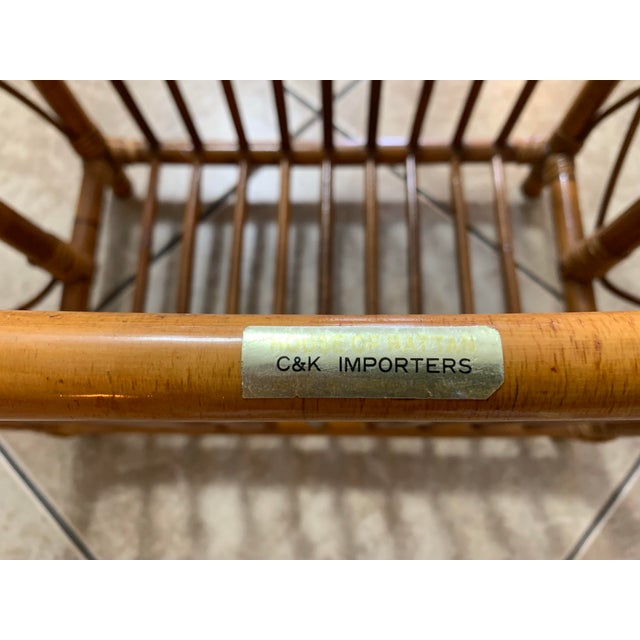 Wood Mid 20th Century Bent Bamboo C&k Importers Magazine Rack For Sale - Image 7 of 7