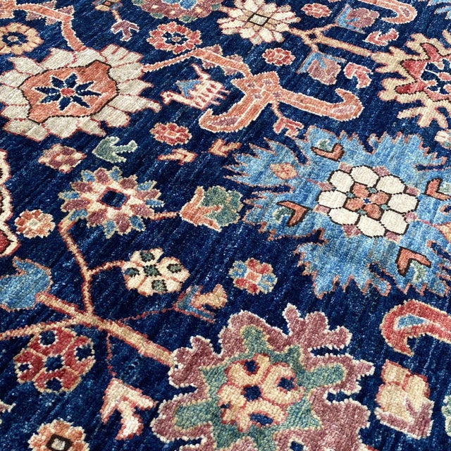 Navy Blue Persian Mahal Hand-Knotted Wool Rug - 8' X 9'11" For Sale - Image 14 of 17