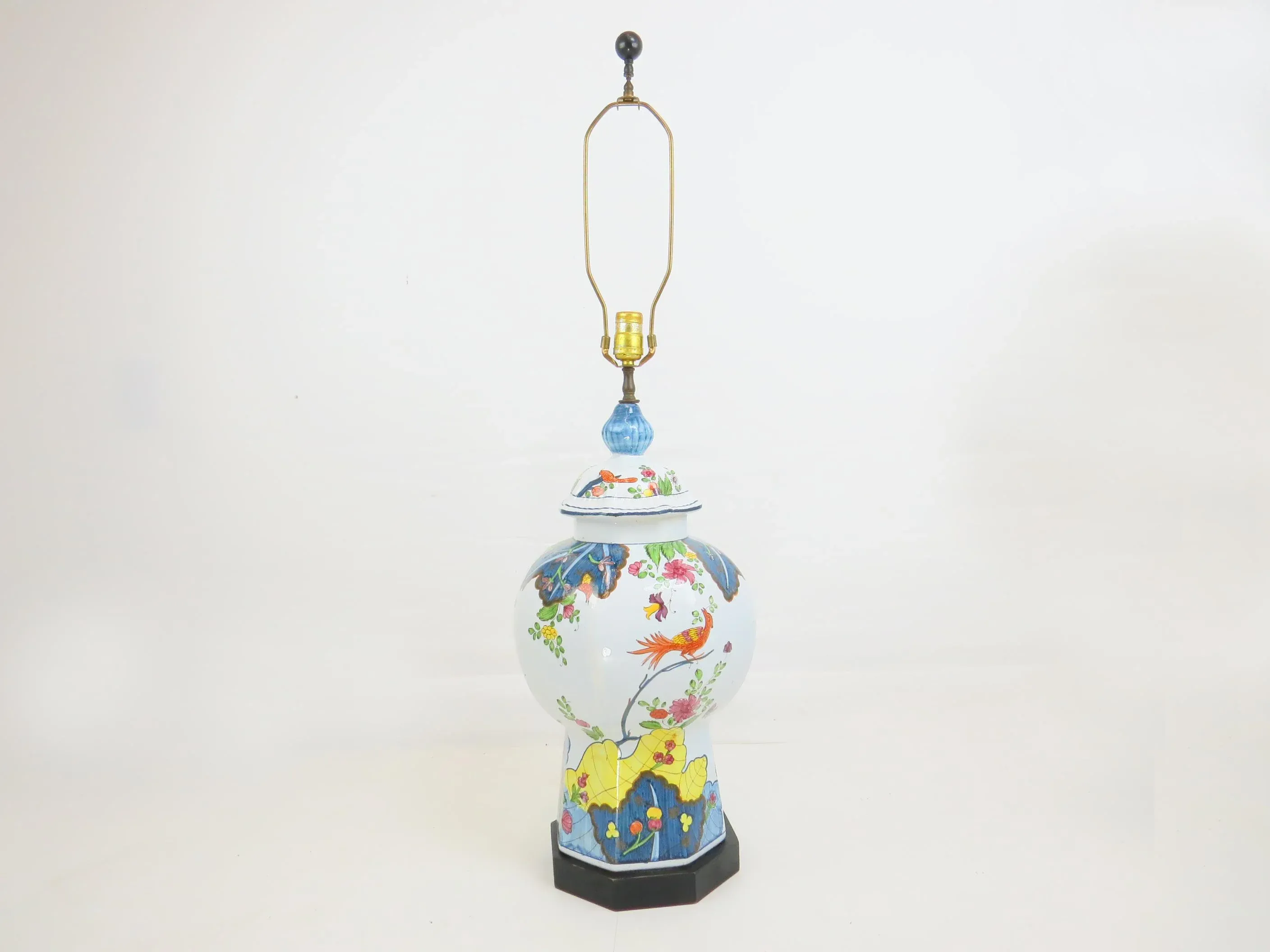 Vintage Italian Ceramic 8-Sided Ginger Jar Shaped Table Lamp With