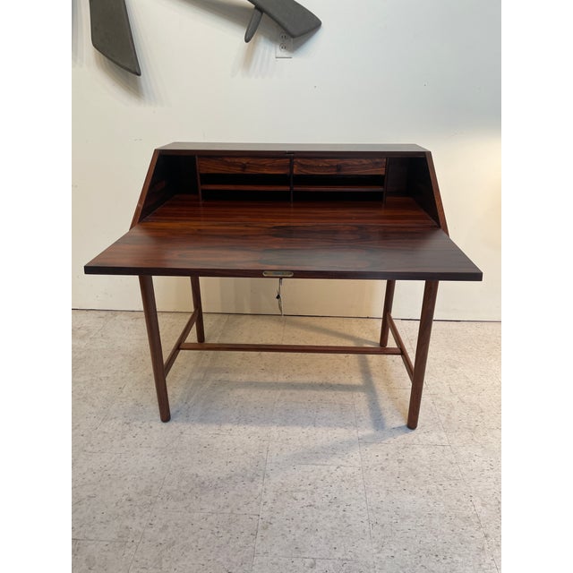 Vintage Rosewood Slant Front Secretary Desk For Sale - Image 4 of 7