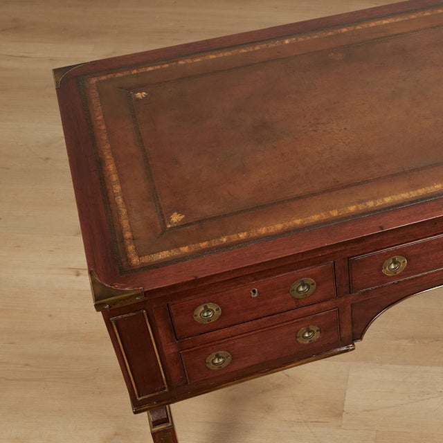 Brown Antique English Leather Top Desk For Sale - Image 8 of 16