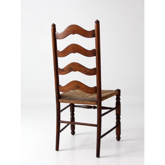 Vintage French Provincial Rush Seat Ladderback Chair For Sale - Image 9 of 14